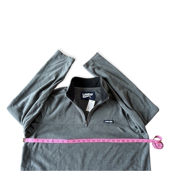 NWT Lands’ End Men’s Oeko-Tex Grey Fleece Quarter Zip Pullover, XL - Picture 10 of 10